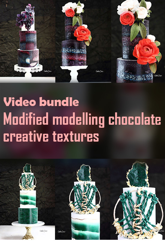 Creative textures with modified modelling chocolate( A bundle of “Luxurious gemstone textures” & “The secrets of hidden charm textures”)